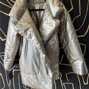 Norma Kamali Metallic Silver Puffer Jacket